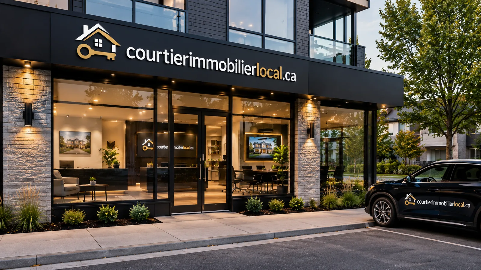 Devanture d'une agence immobilière de quartier